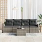 vidaXL Set Divano da Giardino da 5 Pezzi con Cuscini in Rattan Grigio vidaXL Set Divano da Giardino da 5 Pezzi con Cuscini in Rattan Grigio