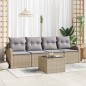 vidaXL Set Divano da Giardino di 5 Pezzi con Cuscini in Rattan Sintetico Beige vidaXL Set Divano da Giardino di 5 Pezzi con Cuscini in Rattan Sintetico Beige