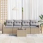 vidaXL Set Divano da Giardino di 5 Pezzi con Cuscini in Rattan Sintetico Beige vidaXL Set Divano da Giardino di 5 Pezzi con Cuscini in Rattan Sintetico Beige