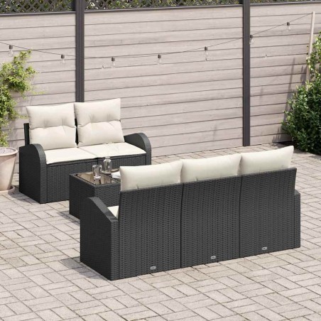 vidaXL Set di divani da giardino in 6 pezzi con cuscini in rattan poli nero