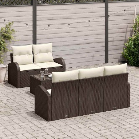 vidaXL Set di divani da giardino da 6 pezzi con cuscini in polirattan marrone