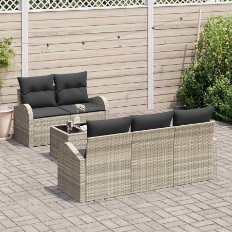 vidaXL Set di mobili da giardino, 6 pezzi con cuscini, color grigio chiaro
