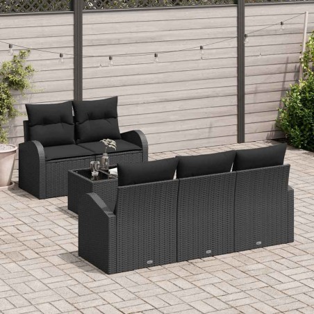 vidaXL Set da giardino 6 pezzi con cuscini in rattan poli nero