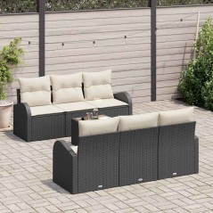 vidaXL Set di divani da giardino 7 pezzi con cuscini in rattan nero
