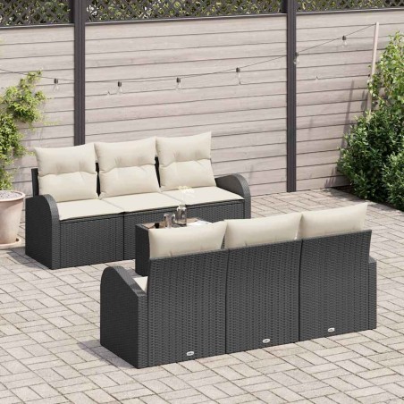 vidaXL Set di divani da giardino 7 pezzi con cuscini in rattan nero