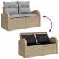 vidaXL Set Divano da Giardino 7 Pezzi con Cuscini Beige in Rattan Plastico