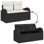 vidaXL Set di divani da giardino 7 pezzi con cuscini neri in rattan.
