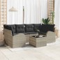 vidaXL Set di divani da giardino 7 pezzi con cuscini grigio chiaro in polirattan vidaXL Set di divani da giardino 7 pezzi con cuscini grigio chiaro in polirattan