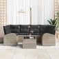 vidaXL Set di divani da giardino 7 pezzi con cuscini grigio chiaro in polirattan vidaXL Set di divani da giardino 7 pezzi con cuscini grigio chiaro in polirattan