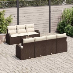 vidaXL Set di divani da giardino da 8 pezzi con cuscini in rattan polio marrone