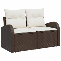 vidaXL Set di divani da giardino da 8 pezzi con cuscini in rattan polio marrone