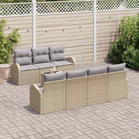 vidaXL Set Divano da Giardino 8 Pezzi con Cuscini Beige in Rattan