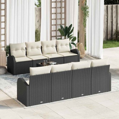 vidaXL Set da giardino di 9 pezzi con cuscini neri in rattan sintetico