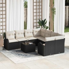 vidaXL Set Giardino 9 Pezzi con Cuscini in Rattan Sintetico Nero