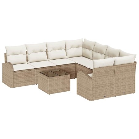 vidaXL Set di Divani da Giardino 9 Pezzi con Cuscini in Rattan Sintetico Beige