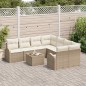 vidaXL Set di Divani da Giardino 9 Pezzi con Cuscini in Rattan Sintetico Beige vidaXL Set di Divani da Giardino 9 Pezzi con Cuscini in Rattan Sintetico Beige