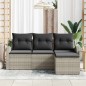 vidaXL Set divani da giardino 4 pezzi con cuscini grigio chiaro in rattan sintetico vidaXL Set divani da giardino 4 pezzi con cuscini grigio chiaro in rattan sintetico