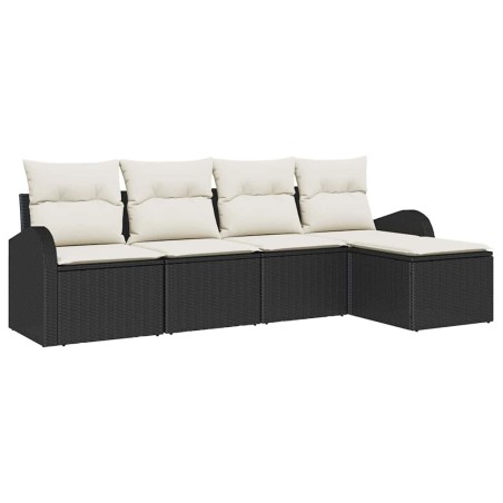 vidaXL Set di divani da giardino 5 pezzi con cuscini in rattan sintetico nero