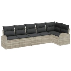 vidaXL Set Divano da Giardino 6 Pezzi con Cuscini in Rattan Sintetico Grigio Chiaro