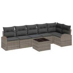 vidaXL Set Giardino 6 Pezzi con Cuscini in Polirattan Nero
