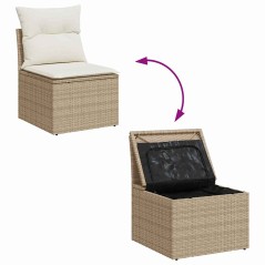 vidaXL Set di divani da giardino 7 pezzi con cuscini beige in rattan sintetico