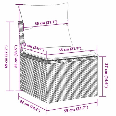 vidaXL Set da giardino 7 pezzi con cuscini grigio chiaro in polirattan