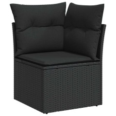 vidaXL Set Divani Giardino 7 Pezzi con Cuscini in Rattan e Poliestere Nero