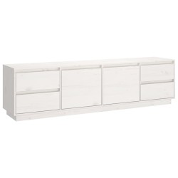 Mobile Porta TV Bianco 176x37x47,5 cm in Legno Massello di Pino