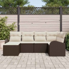 vidaXL Set di Divano da Giardino a 6 Pezzi con Cuscini Marroni in Rattan Sintetico.