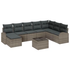 vidaXL Set di divani da giardino da 8 pezzi con cuscini in rattan plastico nero.
