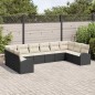 vidaXL Set di divano da giardino 10 pezzi con cuscini neri in rattan sintetico vidaXL Set di divano da giardino 10 pezzi con cuscini neri in rattan sintetico