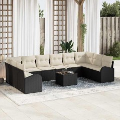 vidaXL Set da Giardino 10 Pezzi con Cuscini in Rattan Sintetico Marrone