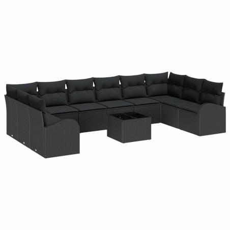 vidaXL Set Giardino 11 Pezzi con Cuscini in Rattan Plastica Beige
