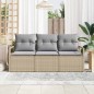 vidaXL Set di divani da giardino a 3 pezzi con cuscini in rattan sintetico beige vidaXL Set di divani da giardino a 3 pezzi con cuscini in rattan sintetico beige