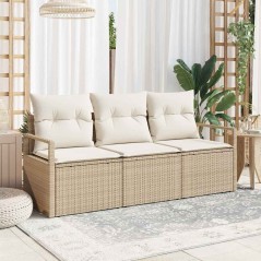 vidaXL Set giardino 3 pezzi con cuscini in rattan sintetico beige