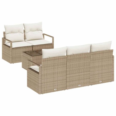 vidaXL Set da giardino di 6 divani con cuscini beige in rattan