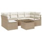 vidaXL Set di divano da giardino 7 pezzi con cuscini Beige in Polyrattan vidaXL Set di divano da giardino 7 pezzi con cuscini Beige in Polyrattan