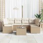 vidaXL Set di divano da giardino 7 pezzi con cuscini Beige in Polyrattan vidaXL Set di divano da giardino 7 pezzi con cuscini Beige in Polyrattan