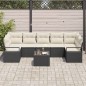 vidaXL Set di divano da giardino 8 pezzi con cuscini in rattan nero vidaXL Set di divano da giardino 8 pezzi con cuscini in rattan nero