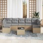 vidaXL Set da giardino di 8 pezzi con cuscini beige in polirattan vidaXL Set da giardino di 8 pezzi con cuscini beige in polirattan