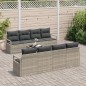 vidaXL Set di divani da giardino da 9 pezzi con cuscini grigio chiaro in rattan vidaXL Set di divani da giardino da 9 pezzi con cuscini grigio chiaro in rattan