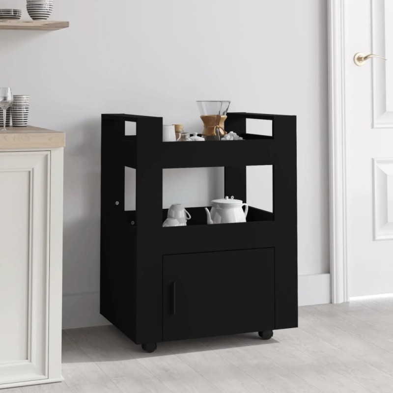 Carrello da Cucina Nero 60x45x80 cm in Legno Multistrato Carrello da Cucina Nero 60x45x80 cm in Legno Multistrato