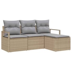 vidaXL Set di Divani da Giardino 4 Pezzi con Cuscini Beige in Rattan Sintetico