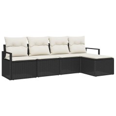 vidaXL Set da Giardino 5 Pezzi con Cuscini in Rattan Sintetico Nero