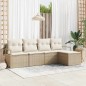vidaXL Set di Divani da Giardino a 5 Pezzi con Cuscini Beige in Rattan Sintetico vidaXL Set di Divani da Giardino a 5 Pezzi con Cuscini Beige in Rattan Sintetico