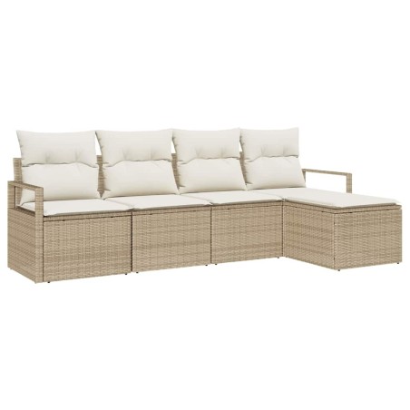 vidaXL Set di Divani da Giardino a 5 Pezzi con Cuscini Beige in Rattan Sintetico