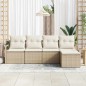 vidaXL Set di Divani da Giardino a 5 Pezzi con Cuscini Beige in Rattan Sintetico vidaXL Set di Divani da Giardino a 5 Pezzi con Cuscini Beige in Rattan Sintetico