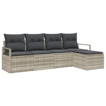 vidaXL Set di divani da giardino 5 pezzi con cuscini grigio chiaro in rattan