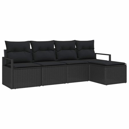 vidaXL Set da Giardino in 5 Pezzi con Cuscini in Rattan Nero