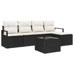 vidaXL Set da giardino 5 pezzi con cuscini marroni in polyrattan